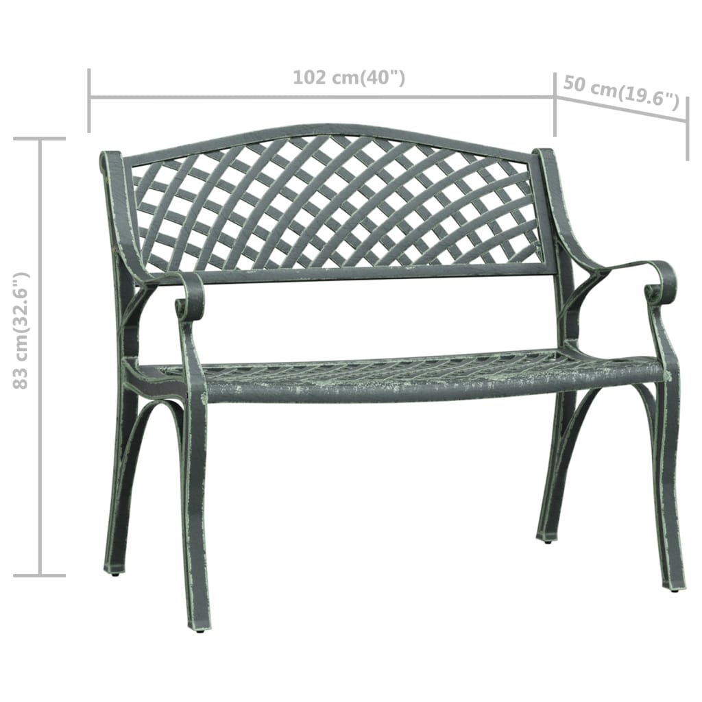 Garden bench 102 cm cast aluminum green