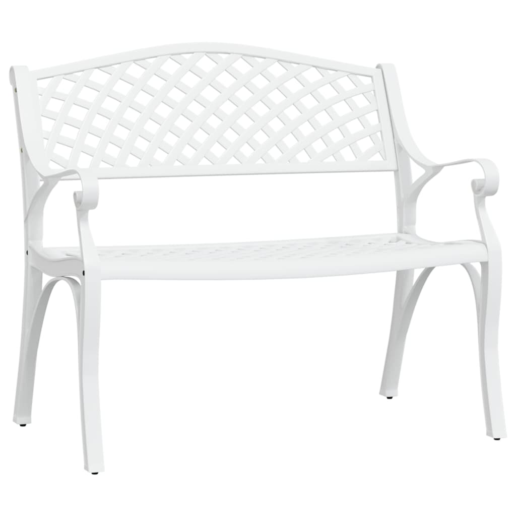 Hagebenk 102 cm støpt aluminium hvit