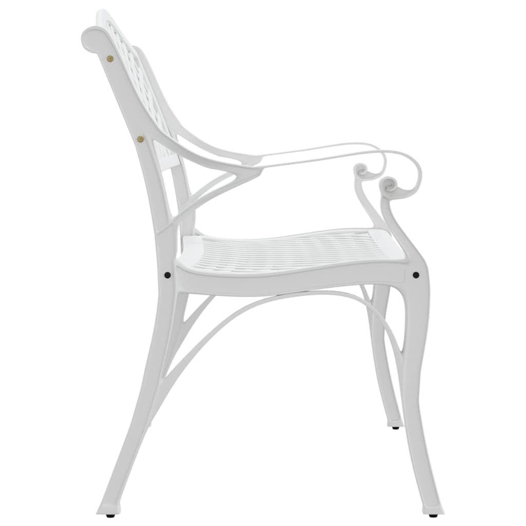 Hagebenk 102 cm støpt aluminium hvit