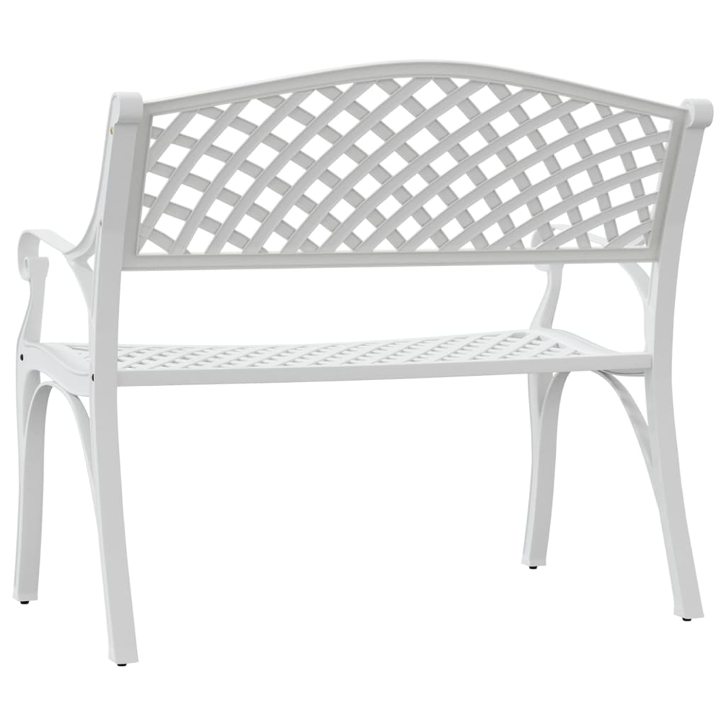 Hagebenk 102 cm støpt aluminium hvit
