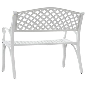 Hagebenk 102 cm støpt aluminium hvit