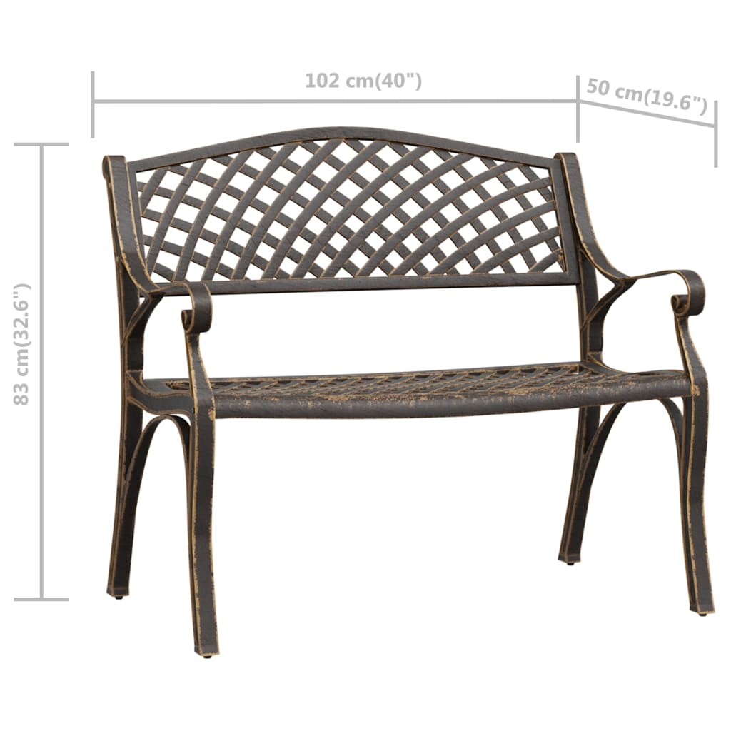 Hagebenk 102 cm støpt aluminium bronse