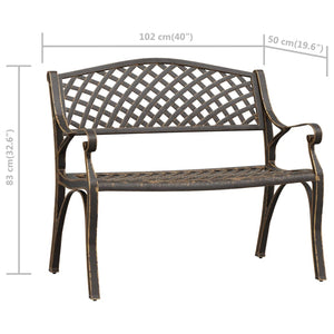 Hagebenk 102 cm støpt aluminium bronse