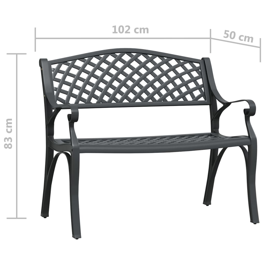 Hagebenk 102 cm støpt aluminium svart