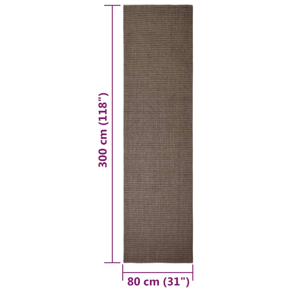 Teppe naturlig sisal 80x300 cm brun