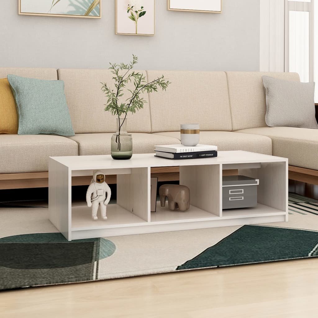 Coffee table 110x50x34 cm solid pine white