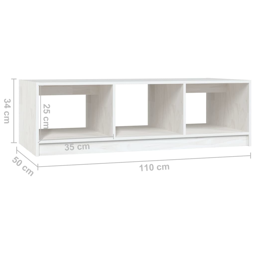 Coffee table 110x50x34 cm solid pine white