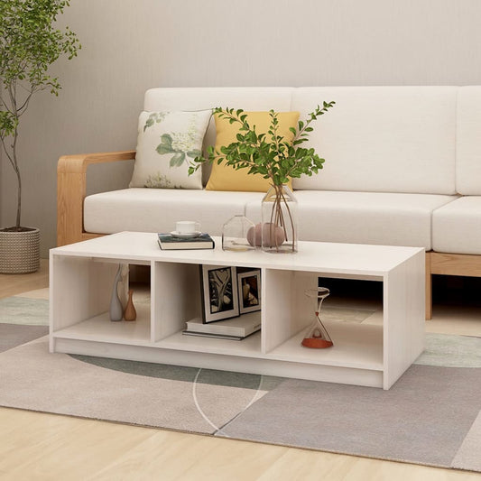 Salongbord 110x50x34 cm heltre furu hvit