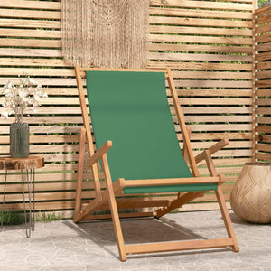 Sammenleggbar strandstol heltre teak grønn