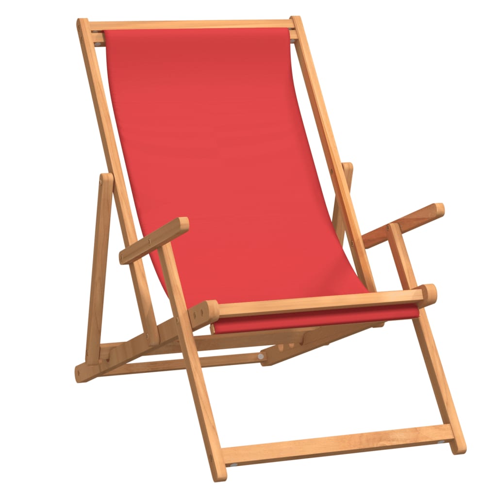 Sammenleggbar strandstol heltre teak rød