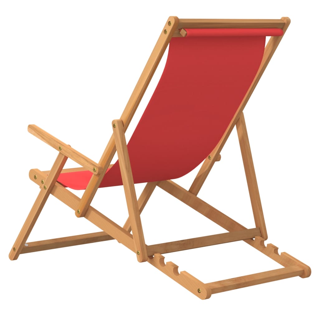 Sammenleggbar strandstol heltre teak rød