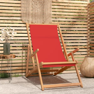 Sammenleggbar strandstol heltre teak rød