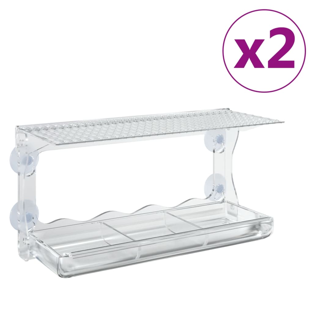 Fuglematere for vindu 2 stk akryl 30x12x15 cm