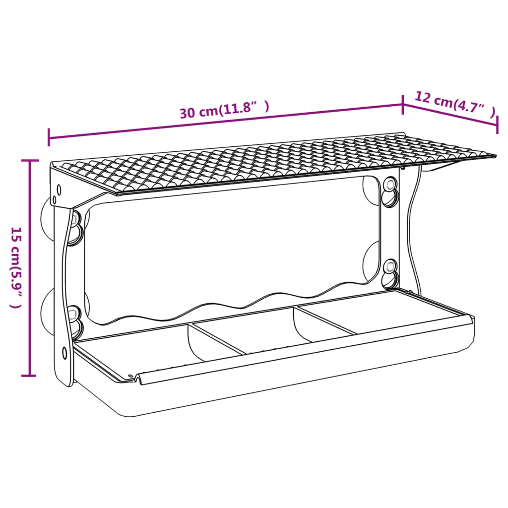 Fuglematere for vindu 2 stk akryl 30x12x15 cm