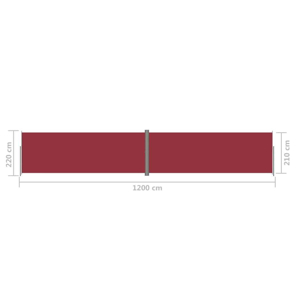 Uttrekkbar sidemarkise 220x1200 cm rød