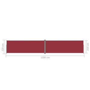 Uttrekkbar sidemarkise 220x1200 cm rød
