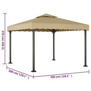 Paviljong gråbrun 3x3 m aluminium og stål