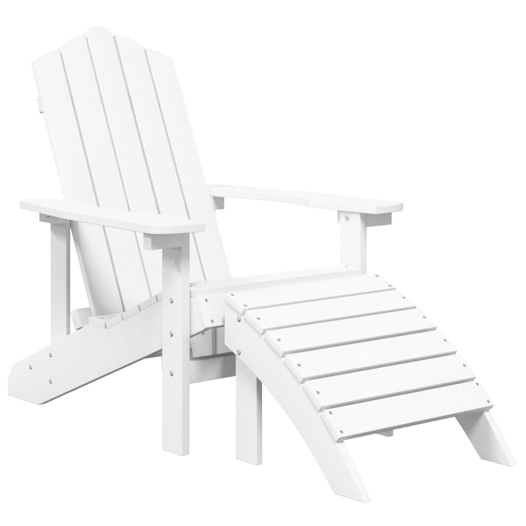 Adirondack hagestol med fotskammel HDPE hvit