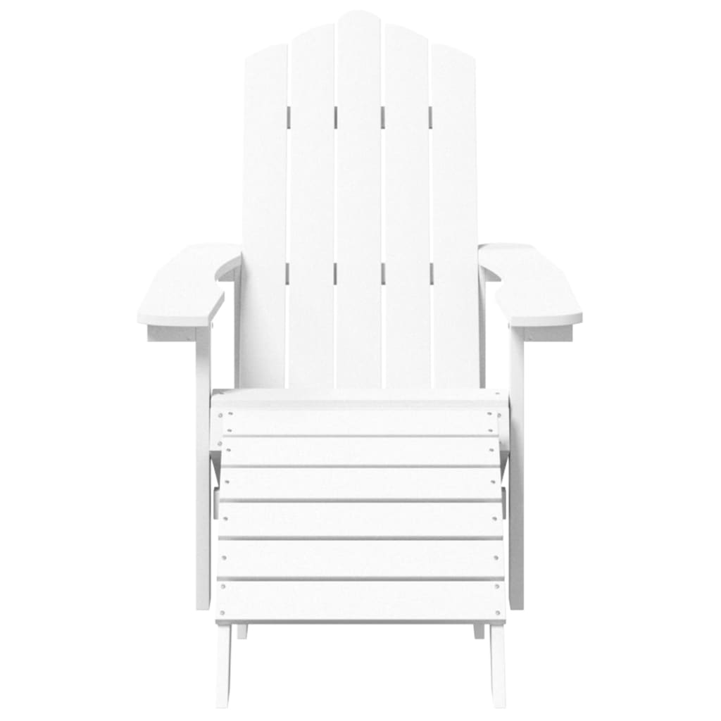 Adirondack hagestol med fotskammel HDPE hvit
