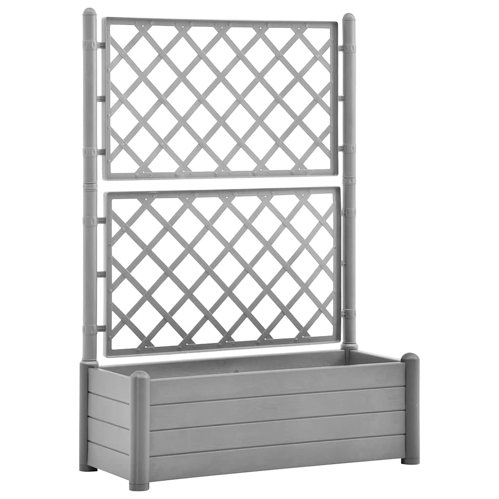 Plantekasse med espalier 100x43x142 cm PP steingrå