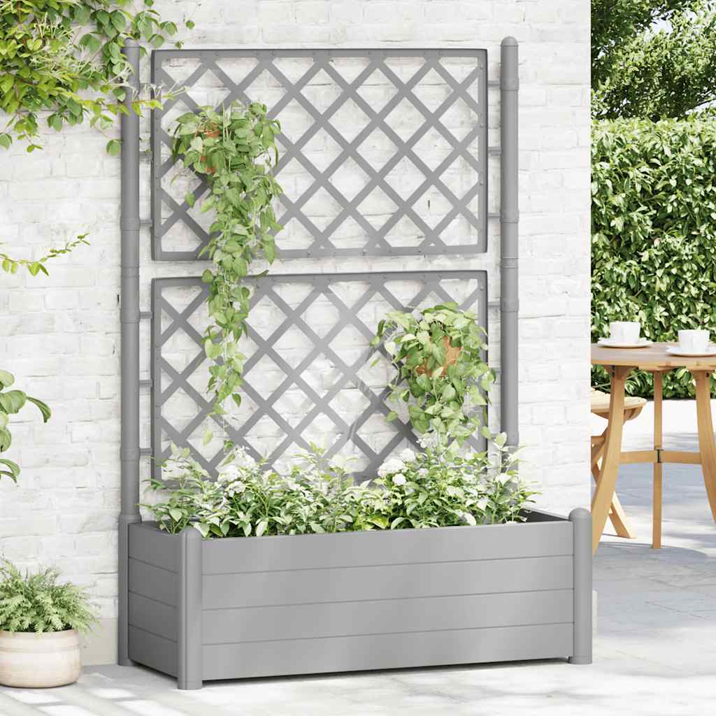 Plantekasse med espalier 100x43x142 cm PP steingrå
