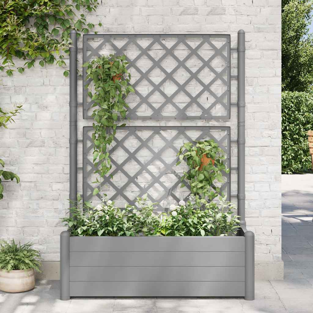 Plantekasse med espalier 100x43x142 cm PP steingrå