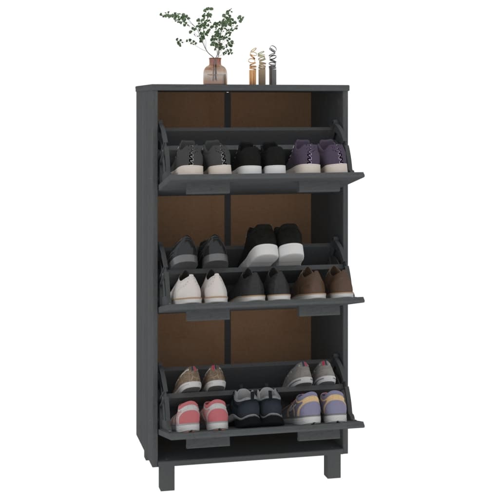 Skoskap HAMAR mørkegrå 59,5x35x117 cm heltre furu