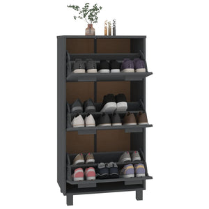 Skoskap HAMAR mørkegrå 59,5x35x117 cm heltre furu
