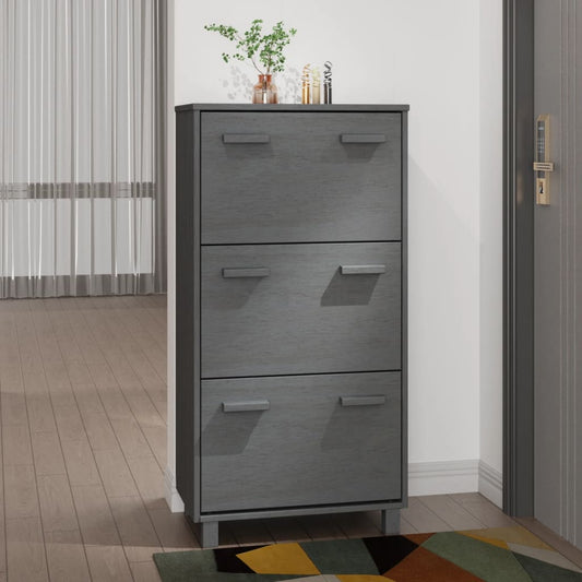 Skoskap HAMAR mørkegrå 59,5x35x117 cm heltre furu