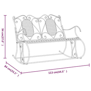Gyngebenk 2-seters 113 cm svart stål