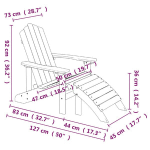 Adirondack chairs with footrest and table HDPE white