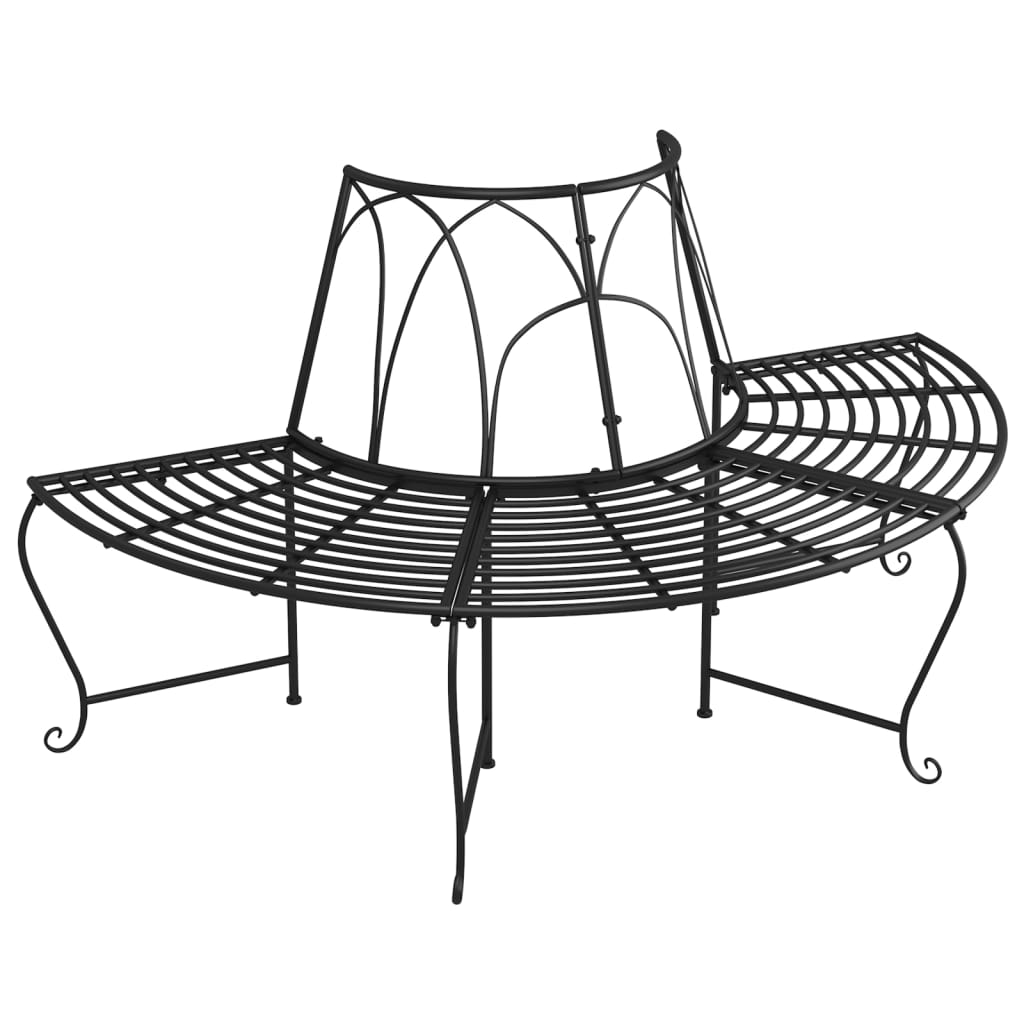 Benk halvrund tre 2 stk Ø159 cm svart stål