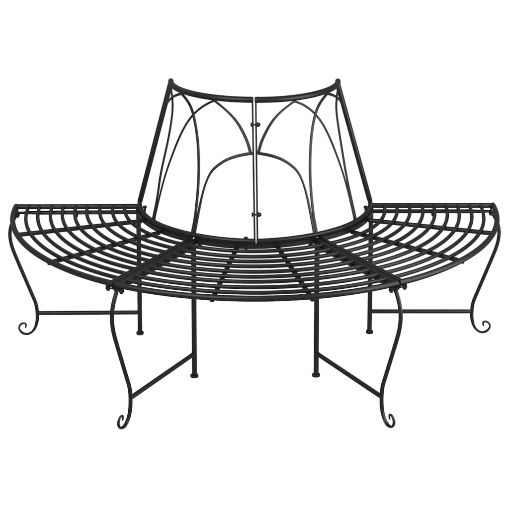 Benk halvrund tre 2 stk Ø159 cm svart stål