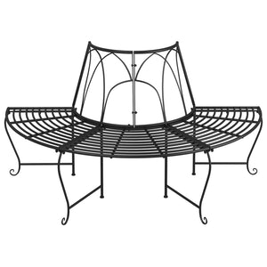 Benk halvrund tre 2 stk Ø159 cm svart stål