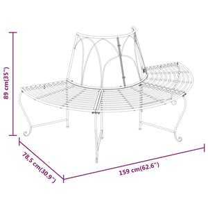 Benk halvrund tre 2 stk Ø159 cm svart stål