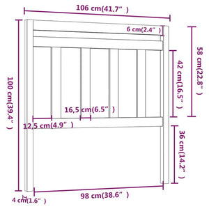 Sengegavl hvit 106x4x100 cm heltre furu