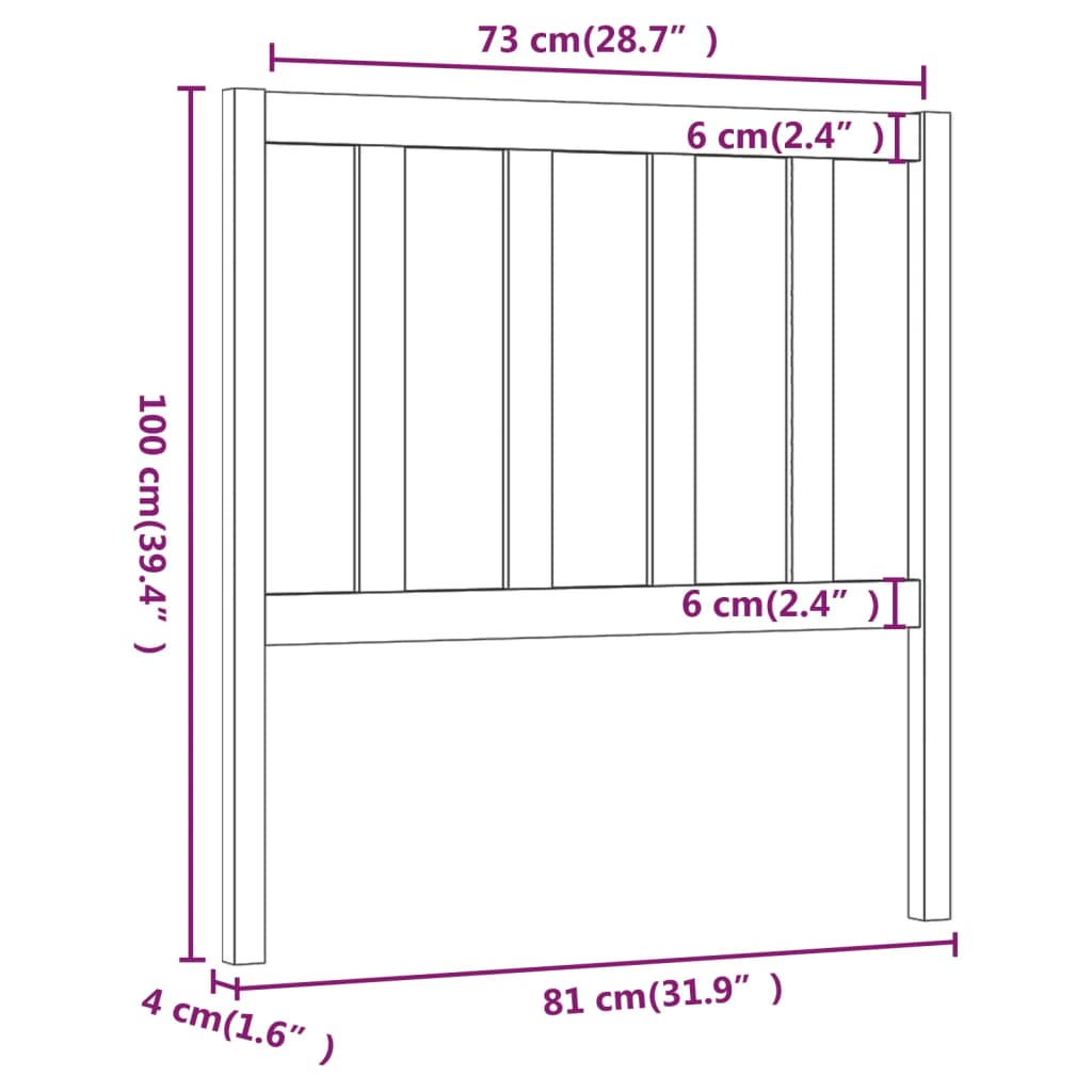 Sengegavl hvit 81x4x100 cm heltre furu