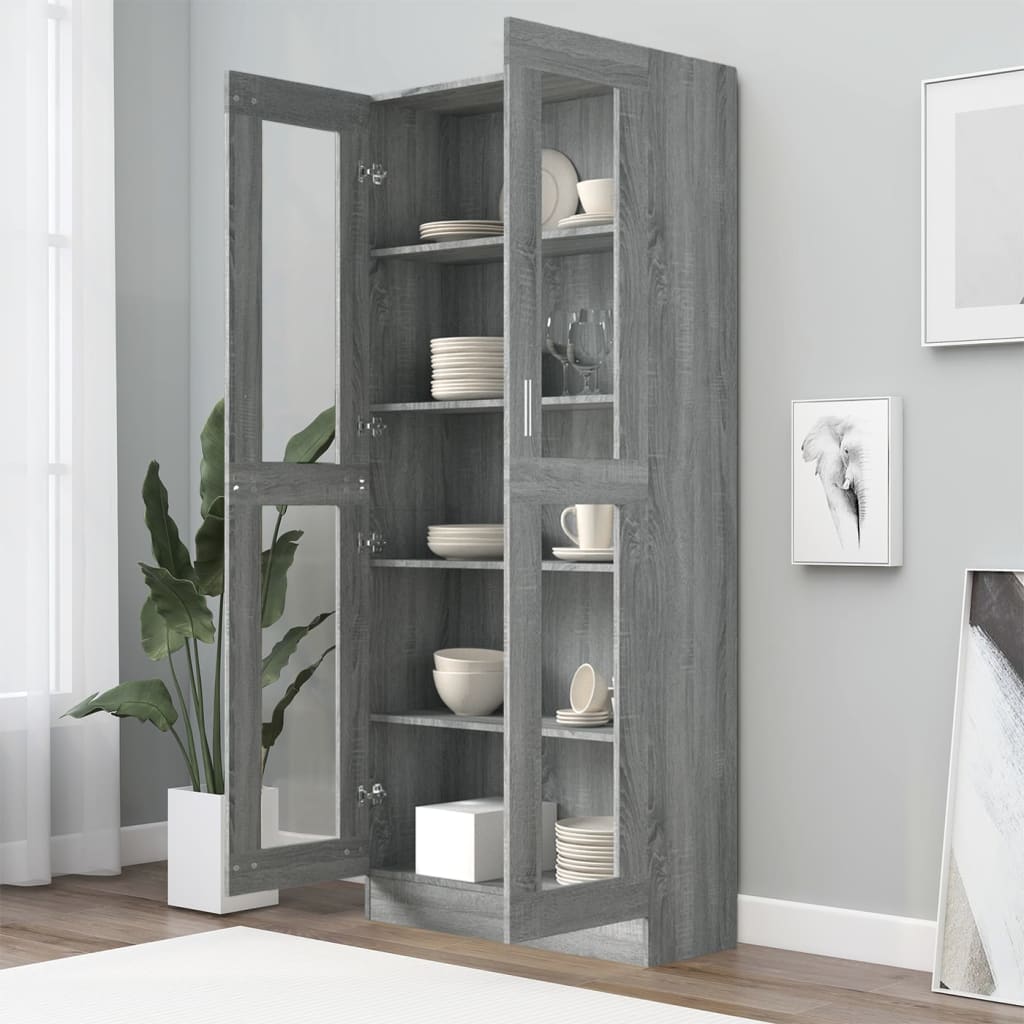 Display cabinet gray sonoma 82.5x30.5x185.5 cm engineered wood