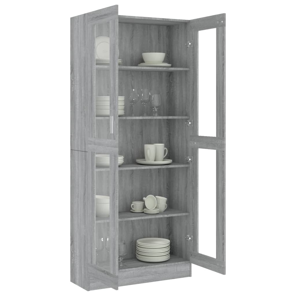 Display cabinet gray sonoma 82.5x30.5x185.5 cm engineered wood