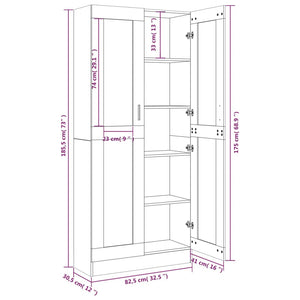 Display cabinet gray sonoma 82.5x30.5x185.5 cm engineered wood