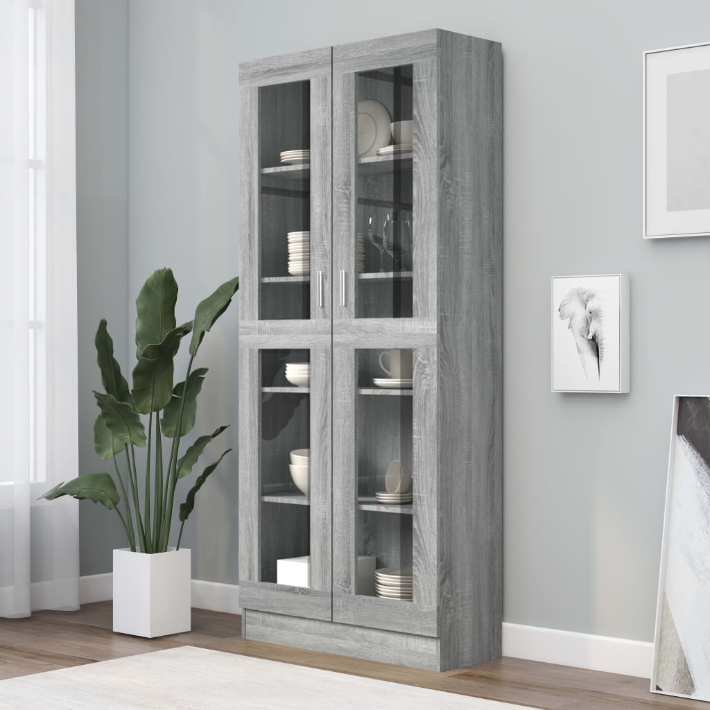 Display cabinet gray sonoma 82.5x30.5x185.5 cm engineered wood