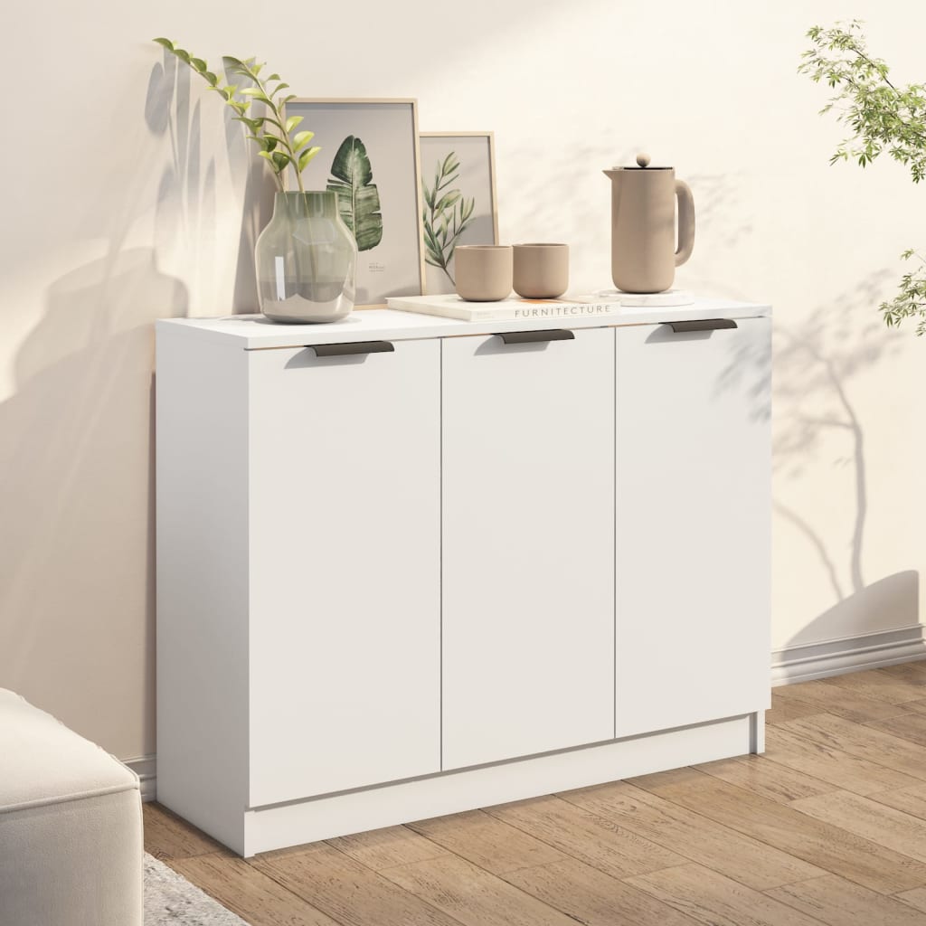 Skjenk hvit 90,5x30x70 cm konstruert tre