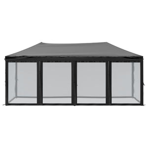 Sammenleggbart partytelt med sidevegger svart 3x6 m