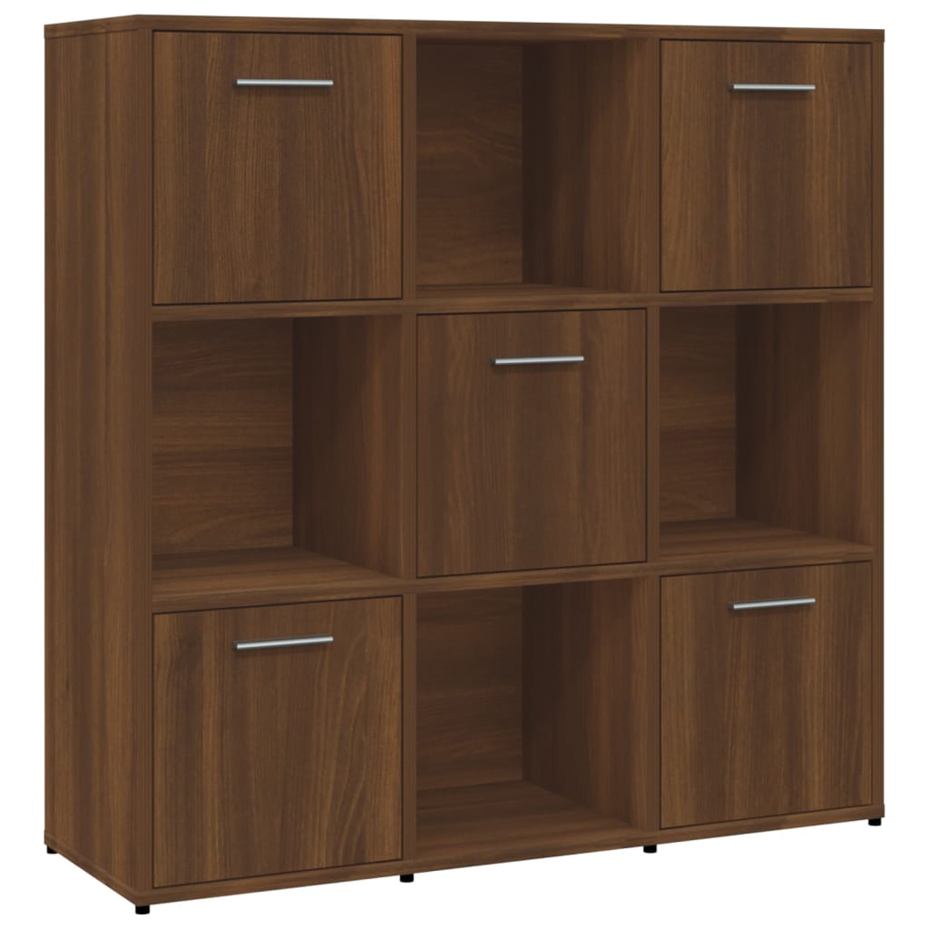 Bokhylle brun eik 90x30x90 cm konstruert tre