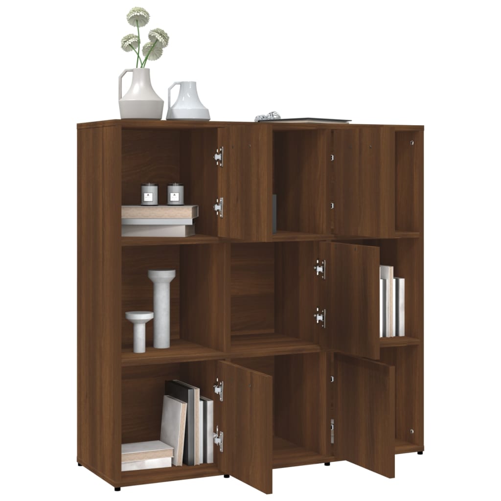 Bokhylle brun eik 90x30x90 cm konstruert tre