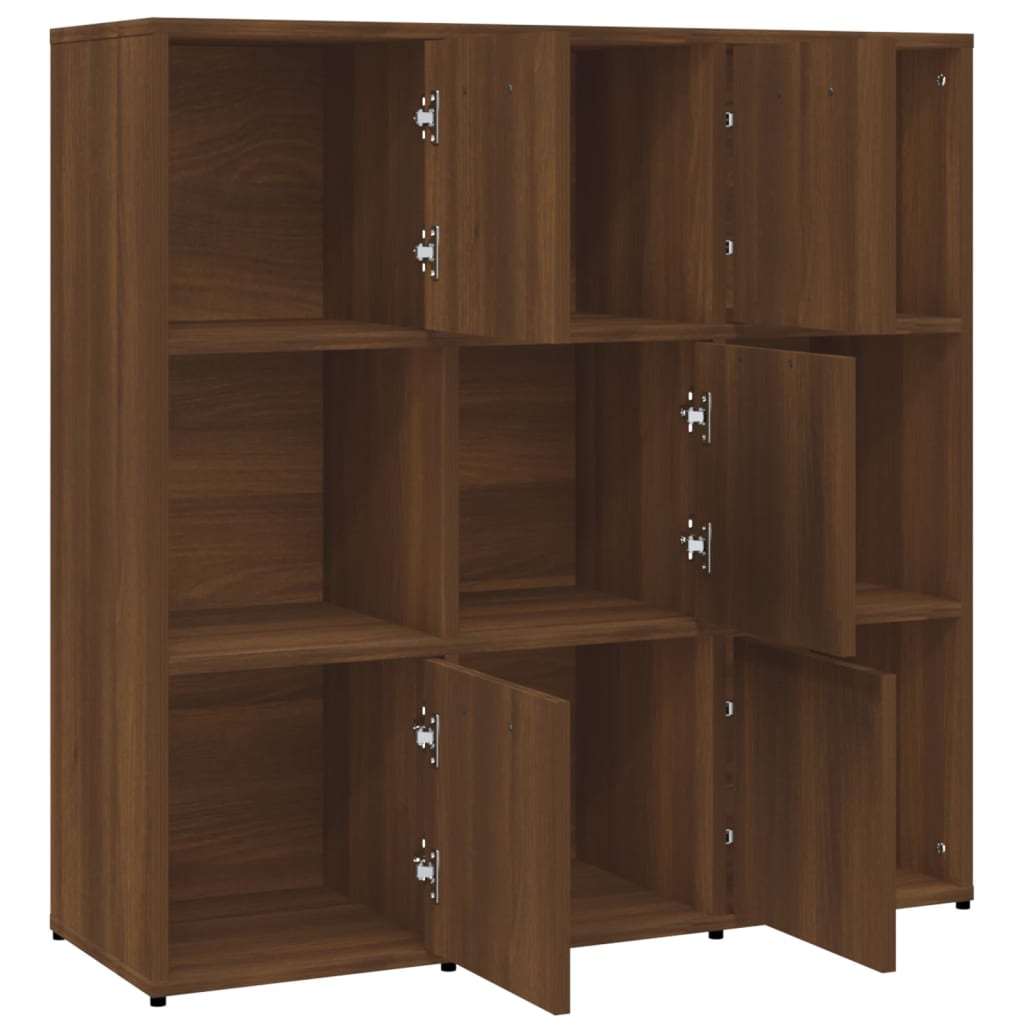 Bokhylle brun eik 90x30x90 cm konstruert tre