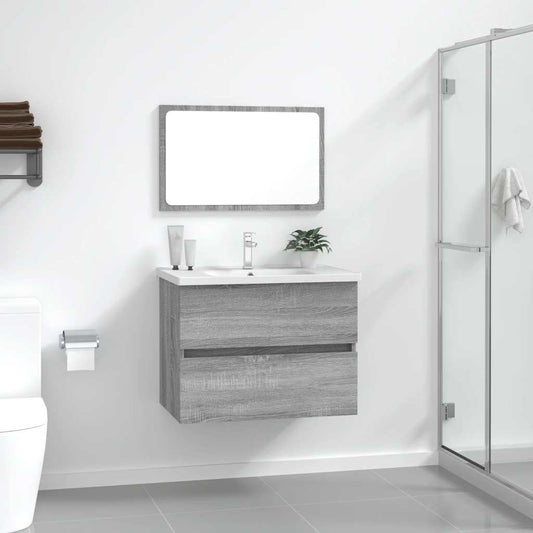 Bathroom cabinet set 2 pieces gray sonoma engineered wood