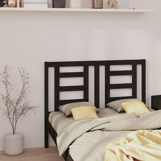 Sengegavl svart 126x4x100 cm heltre furu