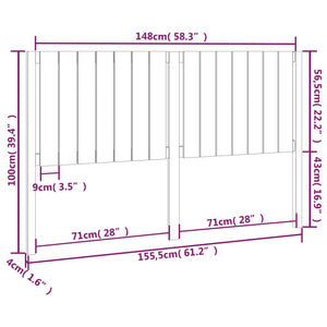Sengegavl hvit 155,5x4x100 cm heltre furu