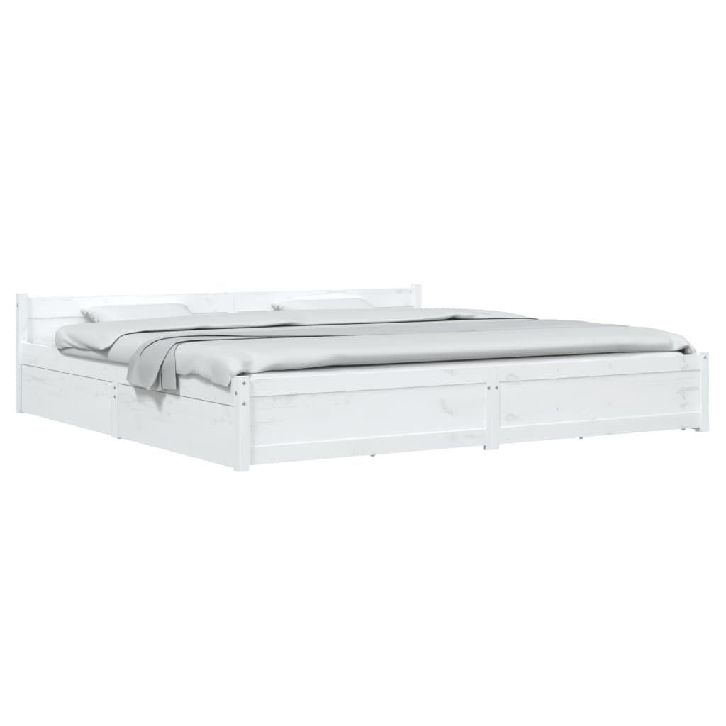Sengeramme med skuffer hvit 180x200 cm Super King